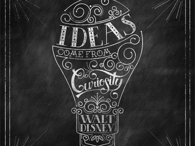 Ideas Come From Curiosity disney illustration mickey mouse quote type