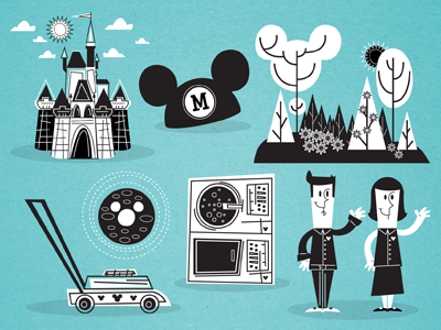Illustrations For Disney black castle. hat disney illustration mickey mouse retro white