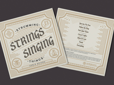 Strumming Strings Album Art pt. 2 album blue cd cover gold harp metronom microphone music note