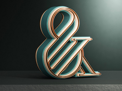 Ampersand 3d art 3d modeling artwork branding cinema4d design logo minimalism scenes typography