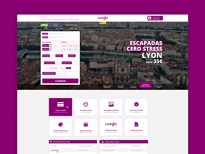 Renfe Homepage (visual concept) concept design figma home homepage homepage design purple train ui ux website