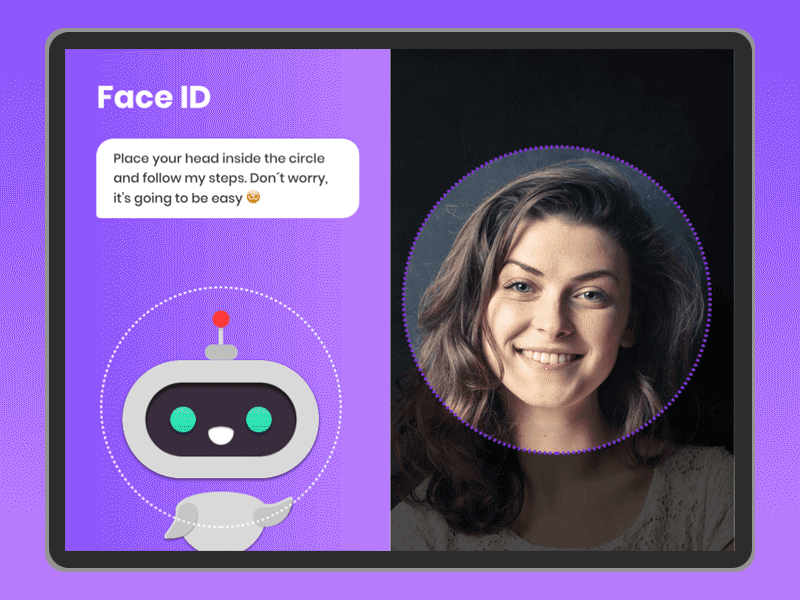 Face ID Setup animation apple design designer face faceid gradient interaction interface ipad purple robot ui ux vector