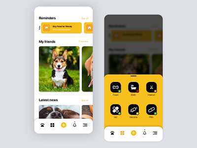 My Best Friend App Concept app concept concept design conceptual design dog figma home menu minimalism minimalist navbar ui ux yellow