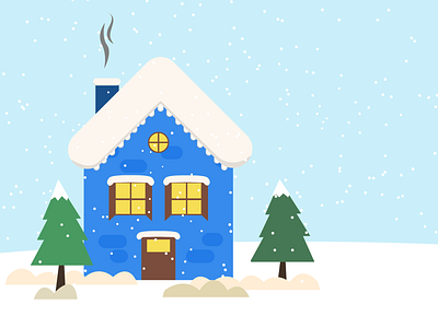 Winter House adobe illustrator blue christmas colors design house illustration trees vector wallpaper winter