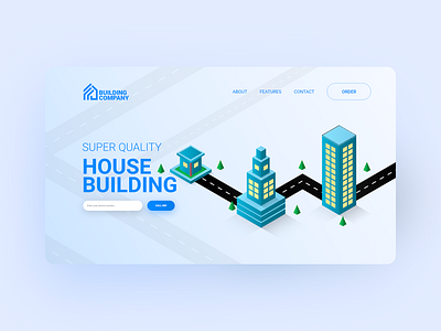 Building Company Site Concept (UI Practice #1) 3d abstraction building company design ui vector