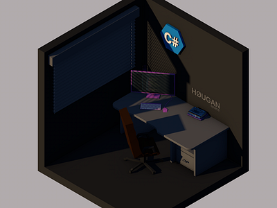 Programmer Workspace Isometric 3D Scene