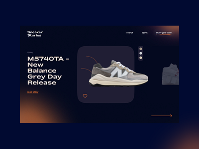 Sneaker Stories blog concept design flat minimal modern shoe simple sneaker typography ui uidesign ux web website