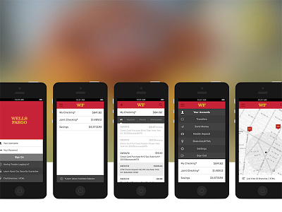Wells Fargo iOS App app flat icons ios ui ux wells fargo