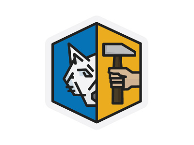 Logo Exercise hammer icon illustration logo wolf