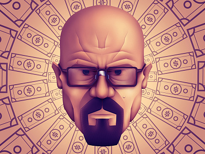 Sir Heisenberg - Money talks art breaking bad character digital art digital illustration heisenberg illustration vector walter white