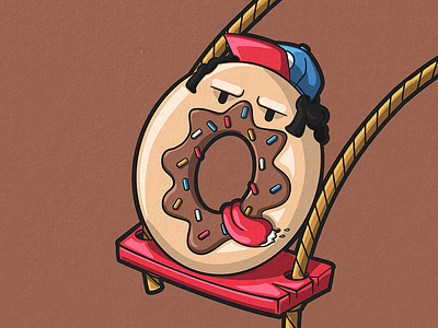 The Doude cartoon donut dude grumpy illustration swing toy concept vector vinyl toy