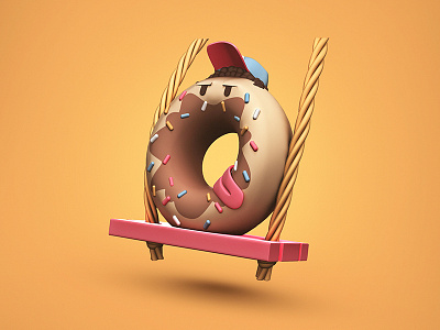 Doude - Final Version 3d 3d art art character digital art donut orange random swing