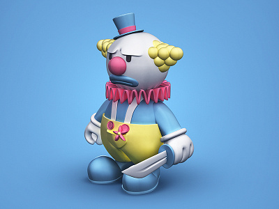 Clownsy - Final Version 3d 3d art art blue character clown digital art knife random