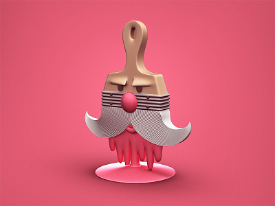 Brushtache - Final Version 3d 3d art art brush character digital art mustache random red