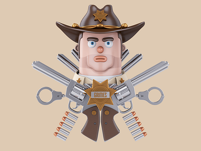 Rick Grimes 3d 3d cartoon 3d illustration cartoon john nobrand rick grimes the walking dead twd