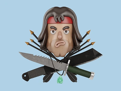 Rambo 3d 3d cartoon 3d illustration john john nobrand john rambo rambo silvester sly stallone