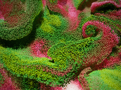 Wavy Particles 3d abstract design green particles pink simulation