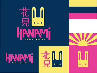 Hanami Logo bento branding bunny cute design food truck graphic hanami hand lettering identity illustration japan japanese culture japanese style kanji logo pantone tokyo typography vector