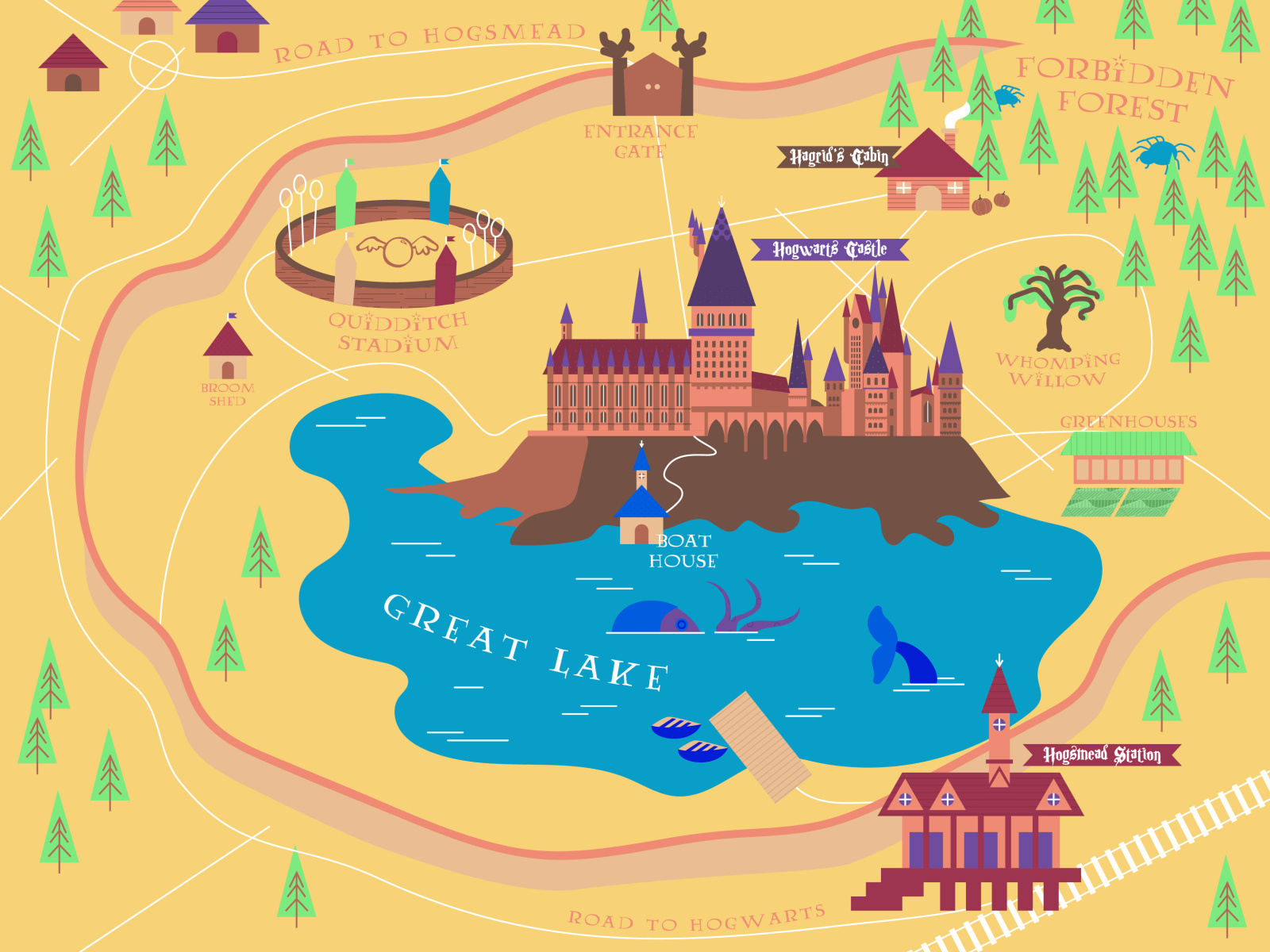 Weekly warm-up #39: Hogwarts Map by Victoria Georgieva on Dribbble