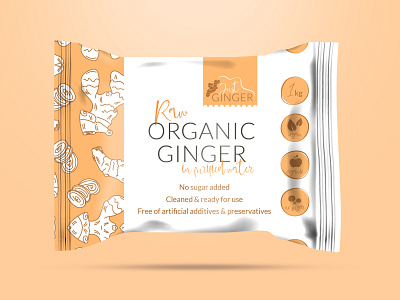 Logo and Packaging Concept designs for a natural ginger brand adobe illustrator cc brand branding design ginger icon illustration label logo logo concept minimal natural natural logo orange organic organic food packaging packaging concept typography vector