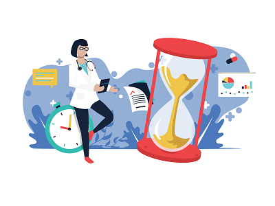 Scriptulate Website Illustration Save time adobe illustrator cc app branding clock design flat flat illustration hourglass hourglass illustration icon illustration logo medical app medical illustration minimal save time illustration time ui vector web