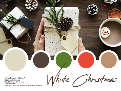 Design Challenge - 42 palettes in 42 days | Day 34 42 42 days 42 palettes 42 palettes in 42 days adobe illustrator cc beige brown christmas color palette colour palette daily challenge design challenge designchallenge dribbble design challenge free resource green off white scarlet