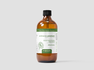 Rose Handmade remedies Echinacea Tincture Label adobe illustrator cc green hand drawn handdrawn illustration label label design label packaging natural supplement supplement label supplement label design tincture label tincture label design