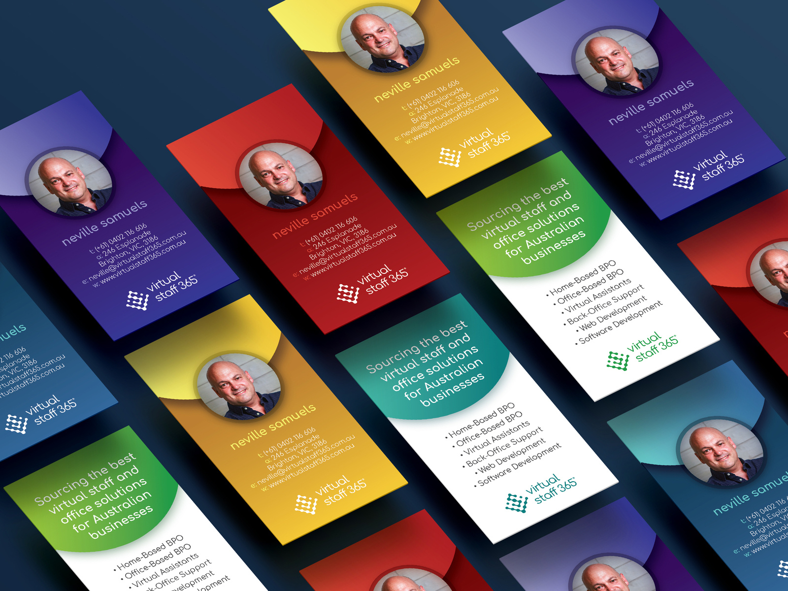 Virtual staff 365 Business cards colour versions by Victoria on Dribbble
