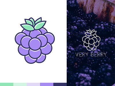 Berry Logo 🍇 berry berry logo blackberry flat fruit fruit icons fruit logo green icon icon design line line art line art logo logo logo design mint purple purple logo stamp