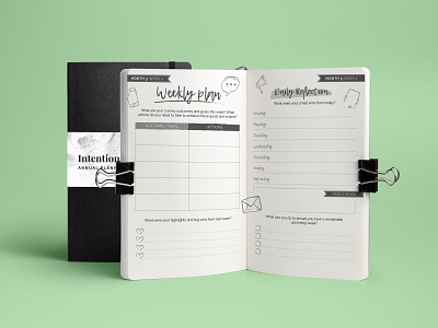Intentions Planner (Journal design concept) daily planner design doodle handdrawn journal journal design plan planner planner design planners print print design weekly planner