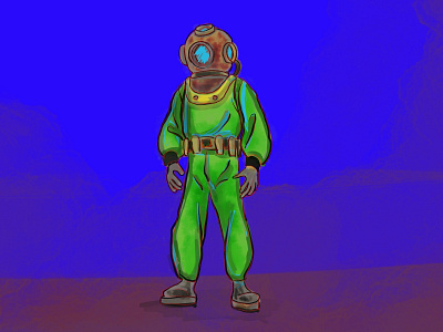 Retro Diver illustration procreate app