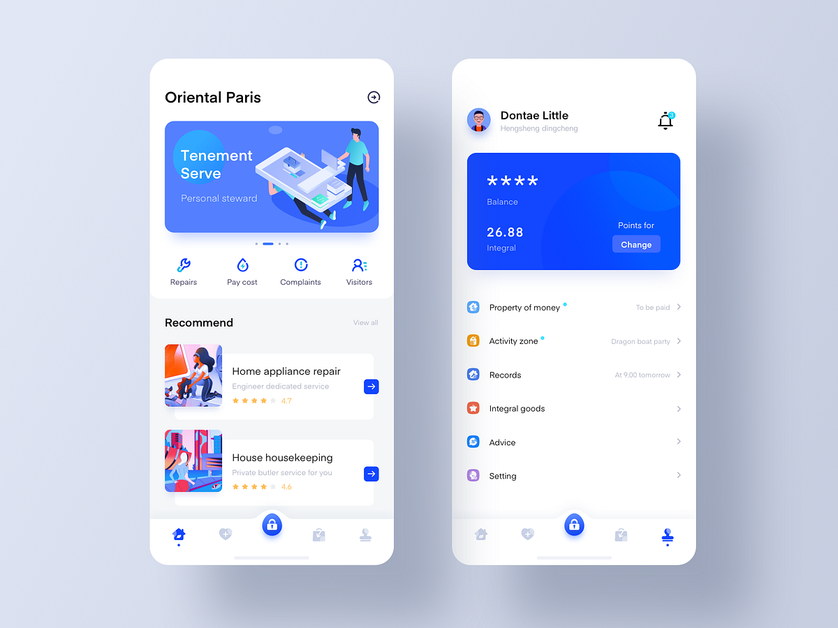 Property management service APP by Cao Hao on Dribbble