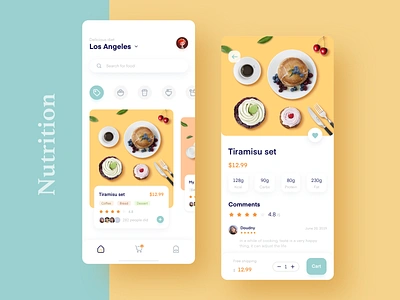 Contrast color food order application design illustration mobile ui 设计