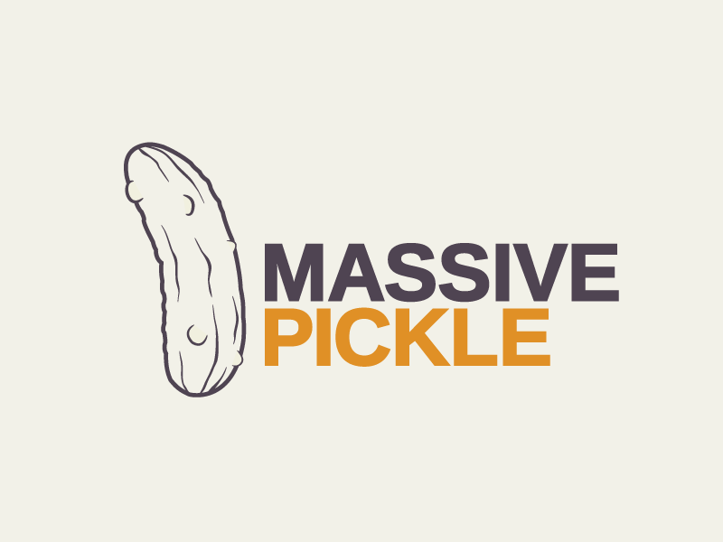 Fairly-large Gherkin games brand purple orange cream massive pickle logo gherkin