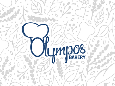 Olympos Bakery Brand bakery blue bread chef grey hand drawn hat new england olympos bakery pattern
