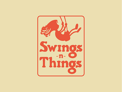 Swings -n- Things Logo child girl hand drawn kid lawn furniture red swing set swingers swings swings -n- things things yellow