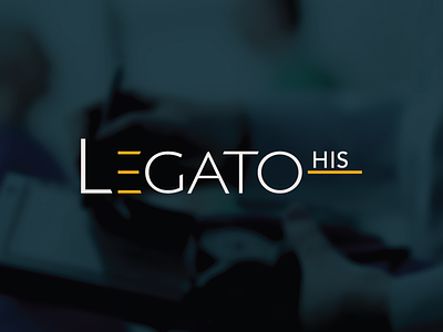 Legato HIS Logo blue hand drawn health information systems healthcare his legato logo medical orange white