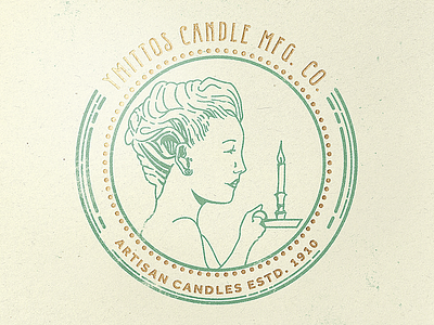 Ymittos Seal 100 years candles copper foil girl gold green ink ymittos