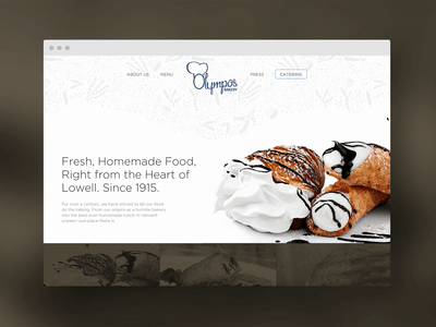 Olympos Bakery – Landing 100 years branding copy food olympos bakery photography typography ui ux