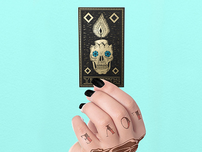 Ymittos Cards black blue brand candles foil gold hand santeria skull tattoos ymittos