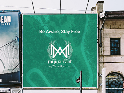 MyWarrant – Sidewalk Ad advertisement app billboard book branding identity lettering logo logotype sans typography wordmark