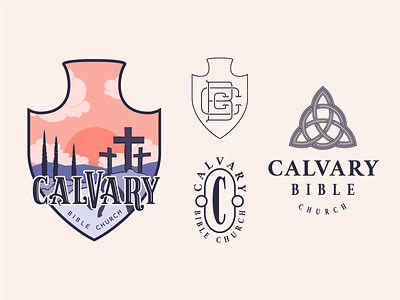 Calvary Bible Church – Brand Exploration arrowhead badge brand branding church contrast illustration illustrator logo trinity typography vector warm colors