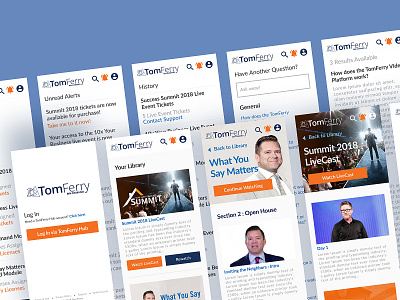 TomFerry On-Demand 2018 – Mobile app design ecommerce elearning event app live streaming mobile application mobile ui ui ux video player