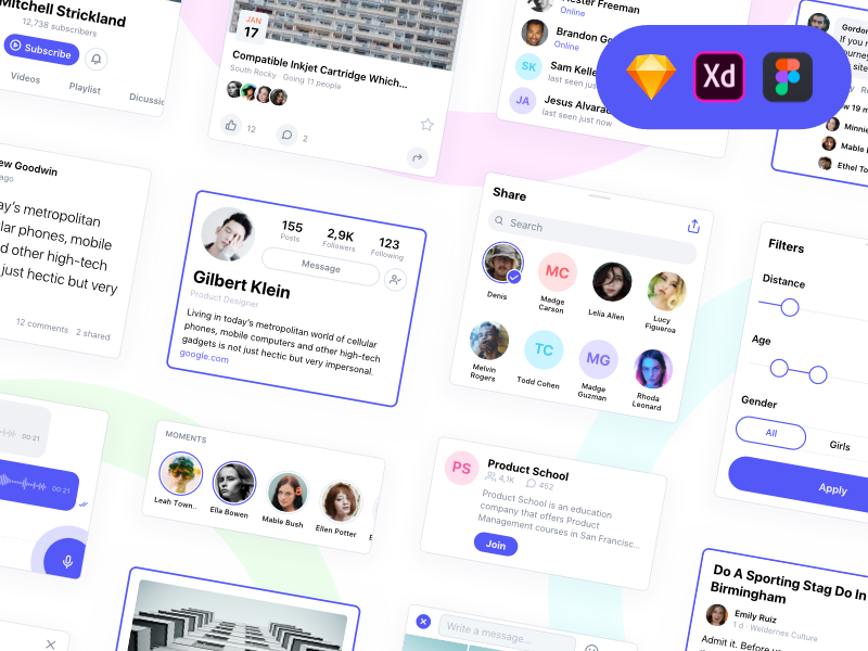 SN Kit: UI Kit for Social Networks & Messengers by Damir on Dribbble