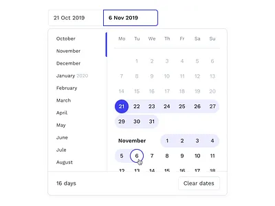 Calendar — Select Dates air booking calendar date datepicker flight forms ui