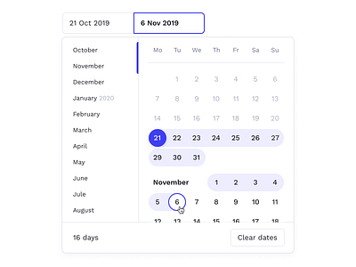 Calendar — Select Dates air booking calendar date datepicker flight forms ui