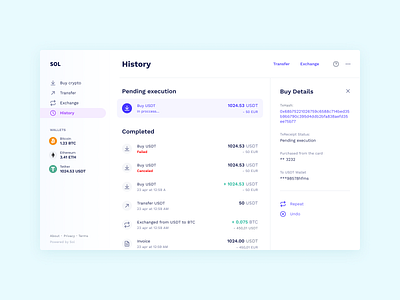 Transaction History account bank banking buy crypto crypto wallet cryptocurrency exchange transfer ui website