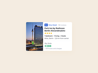 Booking — Hotel card airbnb booking booking.com card flight flight search hotel rating search search results ui