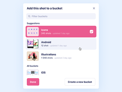 Add this shot to a bucket android bucket buckets dribbble icons illustration ios shots wishlist