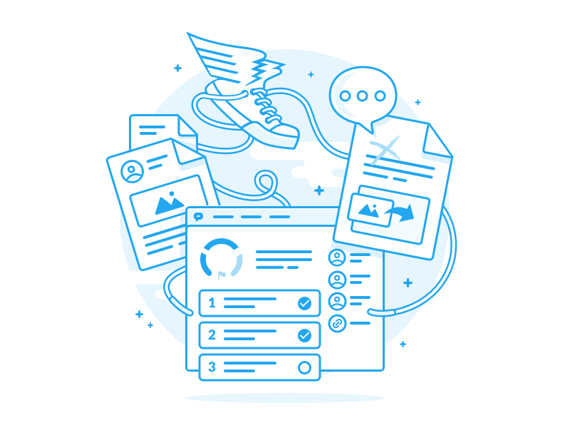 Box Relay Empty State Illustrations avatar collaboration edit empty state files flat icons illustration line speech bubble tasks workflow